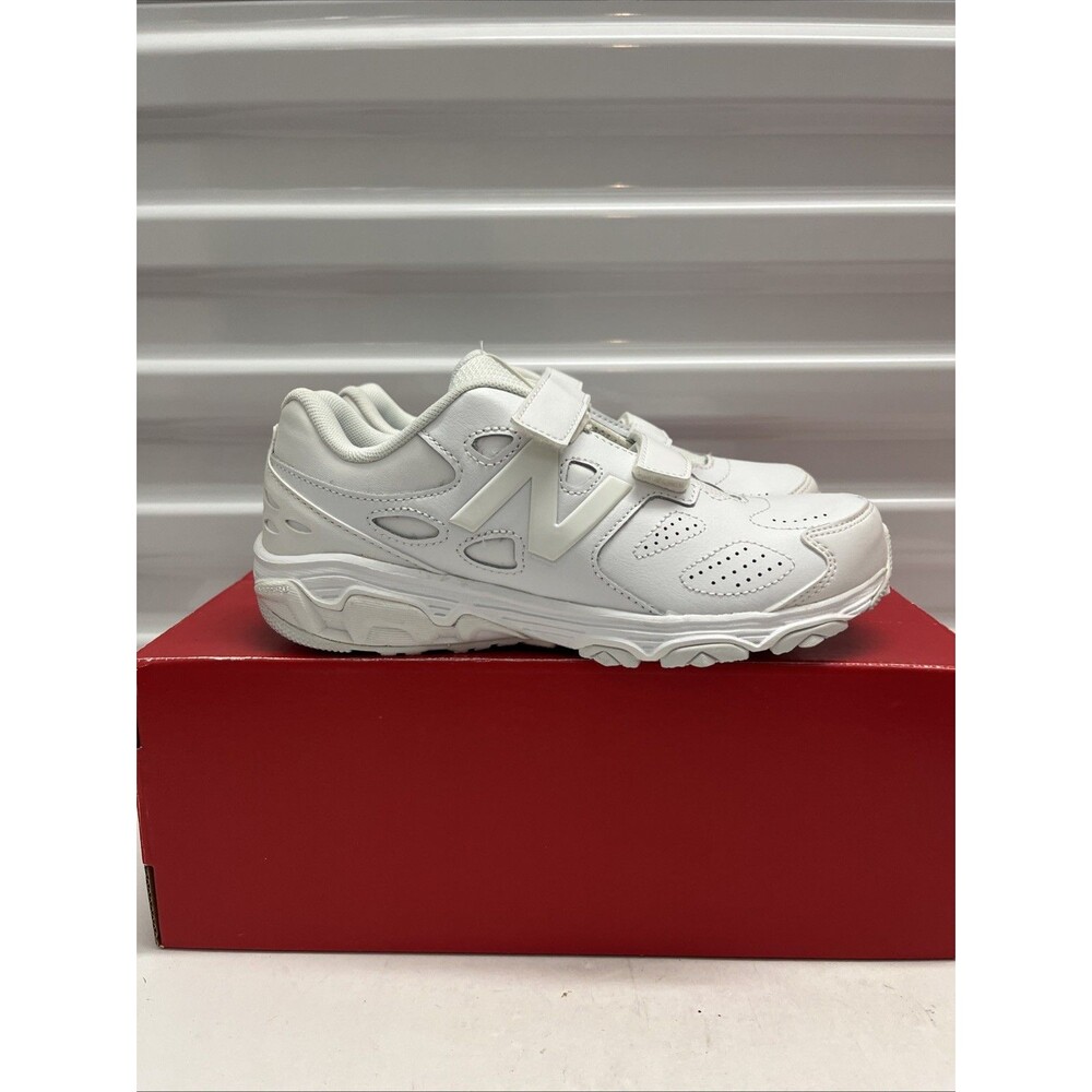 New Balance Triple White Big Kid Unisex 680 Hook And Loop Sneakers Shoes SZ 4 M